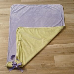 Marshall Fields Baby Vintage 2005 Green And Purple Velour Baby Blanket Crib